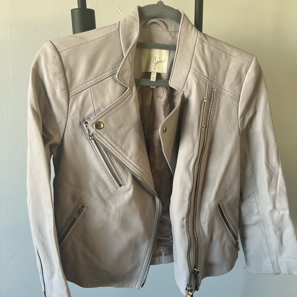 Joie Rae leather jacket pink